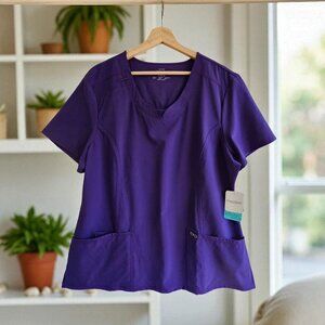 NWT Cherokee Infinity Womens Contemporary Fit Scrub Top Purple Pockets Size XL